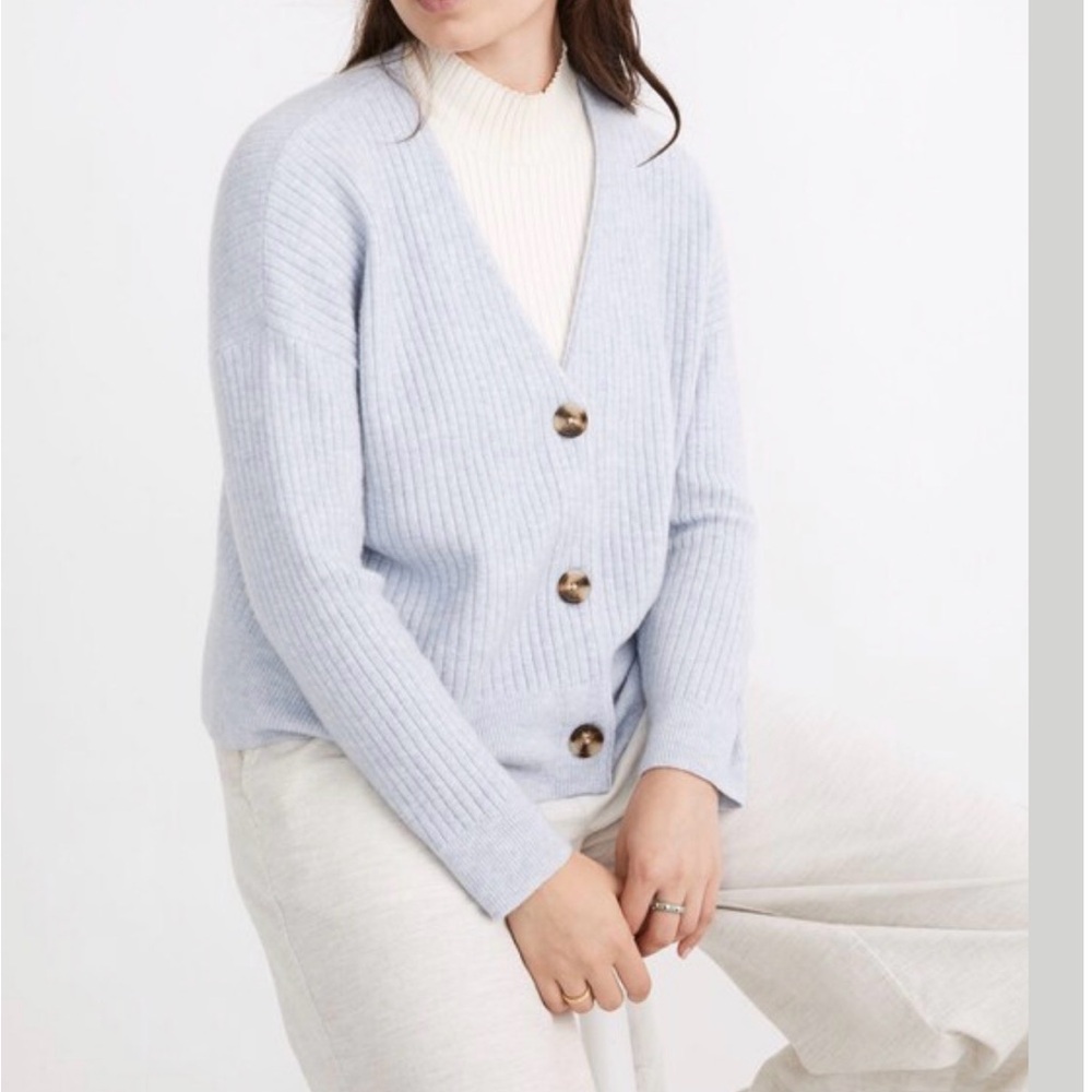 Madewell Cameron Ribbed Cardigan Sweater in Coziest Yarn | Size Medium
